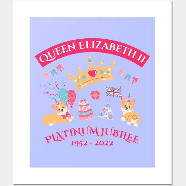 Queen's Platinum Jubilee Garden Tea Party Wall Art by Auraya Studio